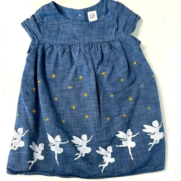 Gap Tinkerbell Fairy Embroidered Chambray Denim Dress - Picture 1 of 8